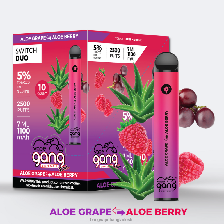 Vape Gang disposables - Vape Gang Switch Duo 2টি স্বাদ (10টির বাক্স) নীল razz - লাল razz আবেগ PT62P41
