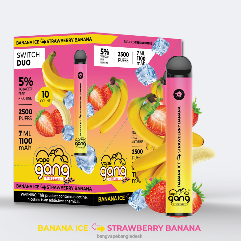 Vape Gang disposables - Vape Gang Switch Duo 2টি স্বাদ (10টির বাক্স) নীল razz - লাল razz আবেগ PT62P41