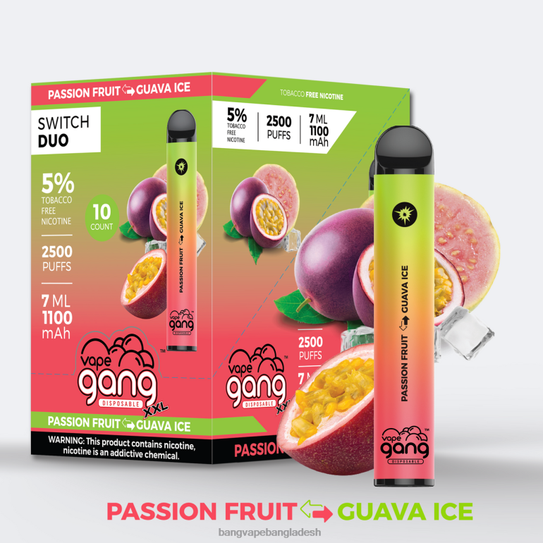 Vape Gang disposables - Vape Gang Switch Duo 2টি স্বাদ (10টির বাক্স) নীল razz - লাল razz আবেগ PT62P41