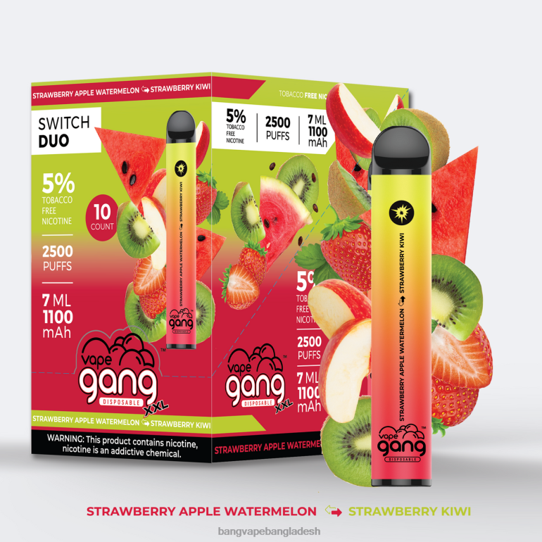 Vape Gang disposables - Vape Gang Switch Duo 2টি স্বাদ (10টির বাক্স) নীল razz - লাল razz আবেগ PT62P41