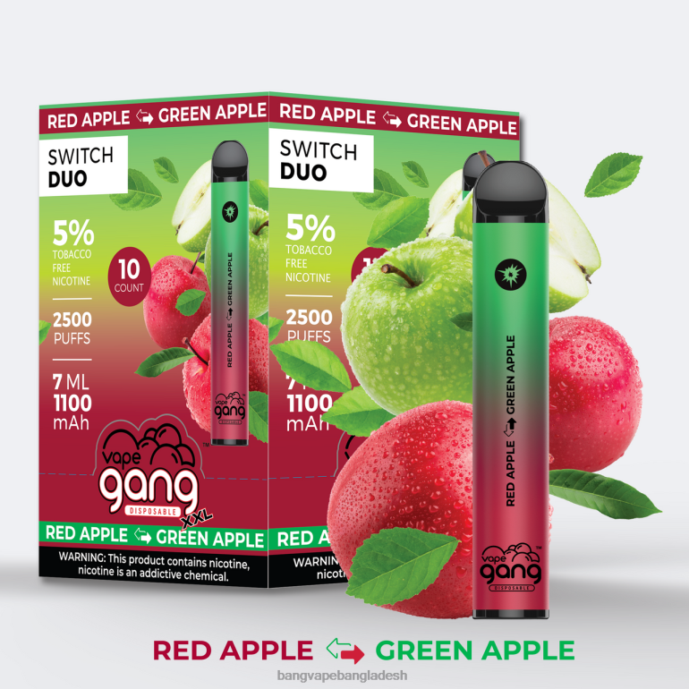 Vape Gang disposables - Vape Gang Switch Duo 2টি স্বাদ (10টির বাক্স) নীল razz - লাল razz আবেগ PT62P41