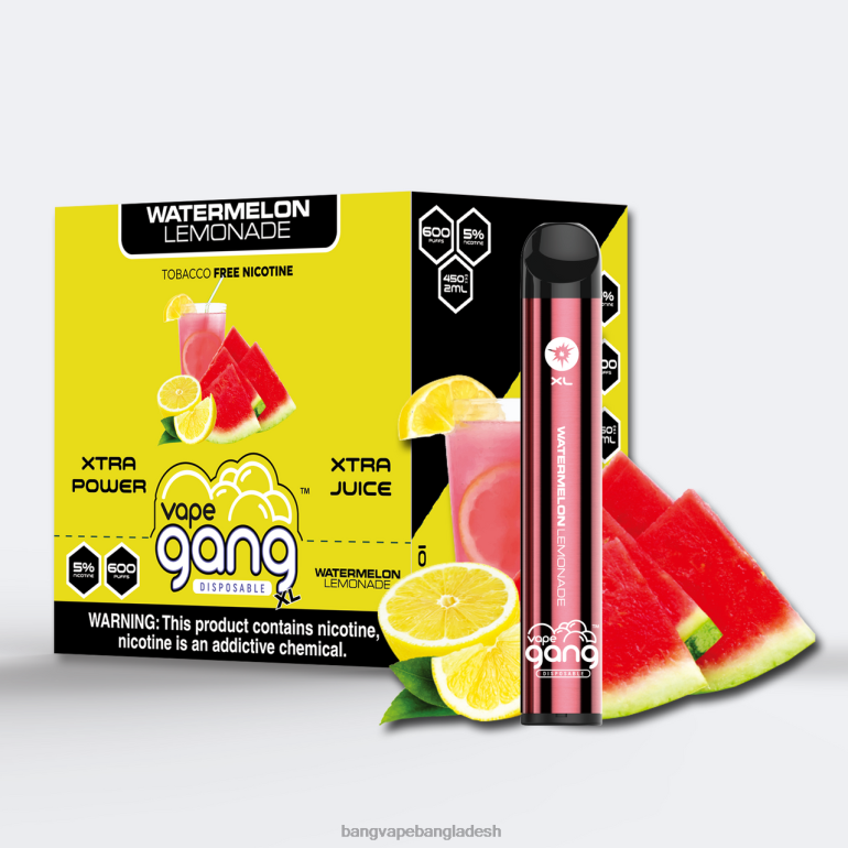 Bape Vape Dhaka - Vape Gang XL নিষ্পত্তিযোগ্য vapes 600 puffs (10 এর বাক্স) তরমুজ লেমনেড PT62P65
