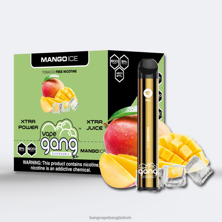 Bape Vape disposable - Vape Gang XL নিষ্পত্তিযোগ্য vapes 600 puffs (10 এর বাক্স) আমের বরফ PT62P68