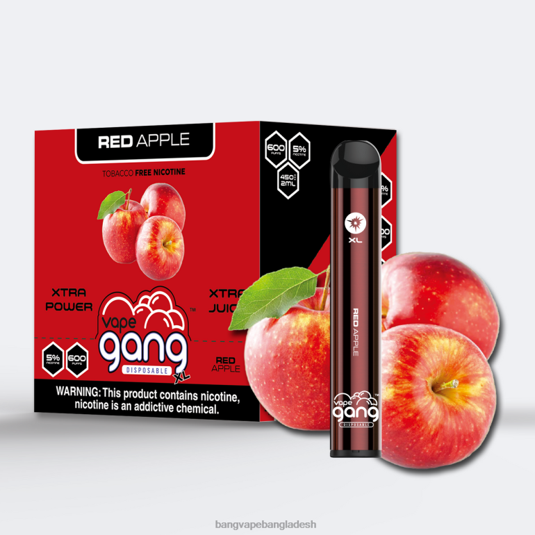 Vape Gang disposables - Vape Gang XL নিষ্পত্তিযোগ্য vapes 600 puffs (10 এর বাক্স) লাল আপেল PT62P73