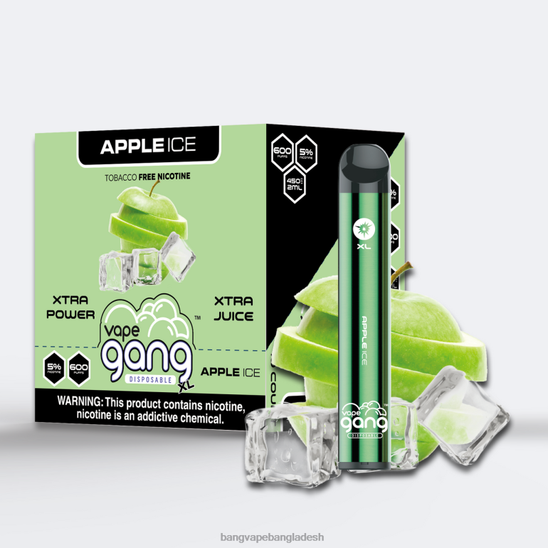 Vape Gang vape - Vape Gang XL নিষ্পত্তিযোগ্য vapes 600 puffs (10 এর বাক্স) আপেল বরফ PT62P67